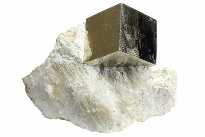 Large, Natural Pyrite Cube In Rock - Navajun, Spain #177101